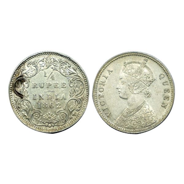 Victoria Queen, Silver 1/4 Rupee, 1862.