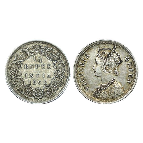 Victoria Queen, Silver 1/4 Rupee, Calcutta Mint, 1862