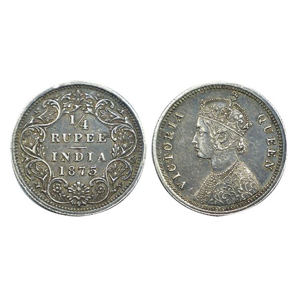 Victoria Queen, Silver 1/4 Rupee, 1875,