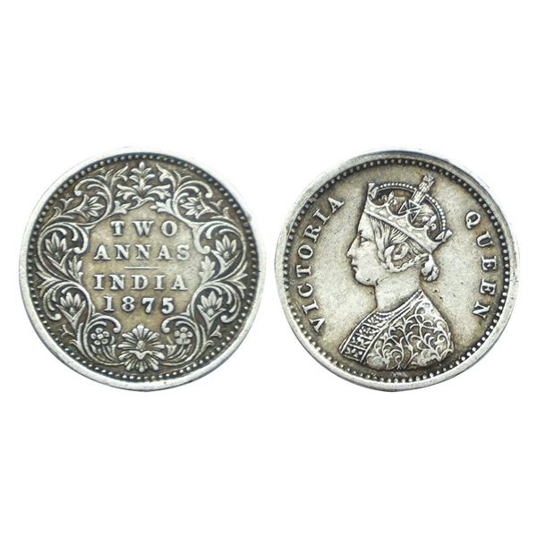 Victoria Queen, Silver 2 Annas, Calcutta Mint, 1875.