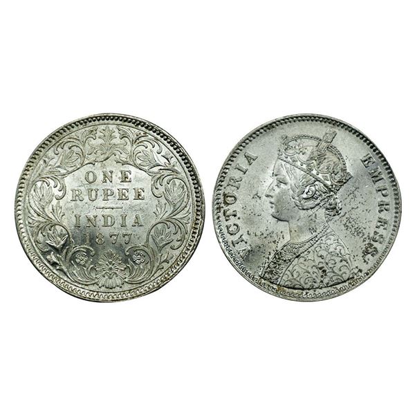 Victoria Empress, Silver One Rupee, Calcutta Mint, 1877.