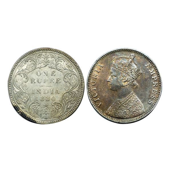 Victoria Empress, Silver One Rupee, 1880, A3/I/Dot.