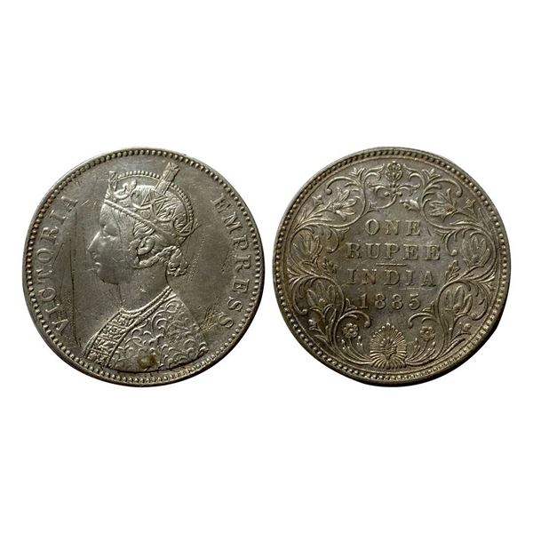 Victoria Queen, Silver One Rupee, 1885, Bombay Mint,