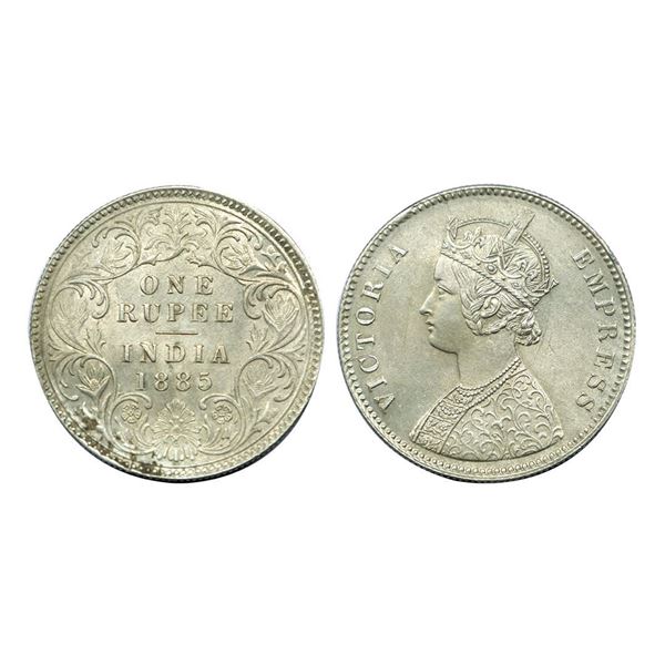 Victoria Empress, Silver One Rupee, 1885, Calcutta Mint.