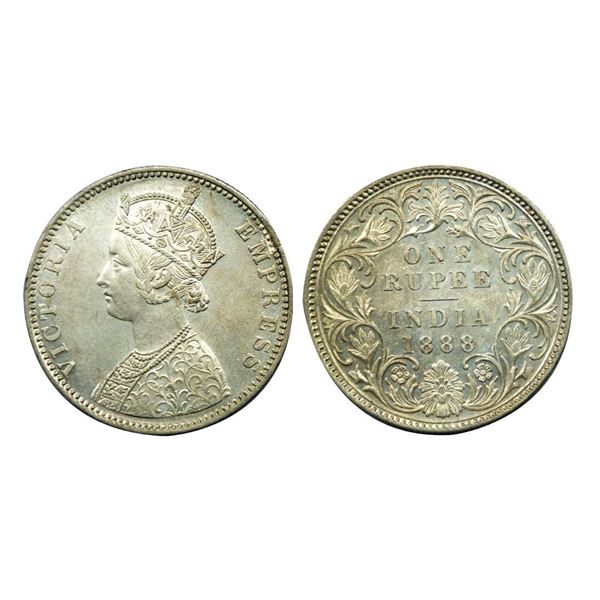 Victoria Empress, Silver One Rupee, 1888, Bombay Mint.