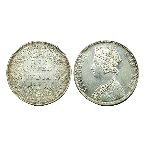 Victoria Empress, Silver One Rupee, 1889, Bombay Mint.