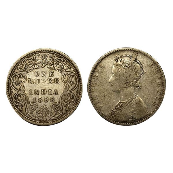 Victoria Empress, Silver Rupee, 1898, Calcutta Mint.