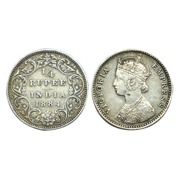 Victoria Empress, Silver 1/4 Rupee, 1884, B(i),
