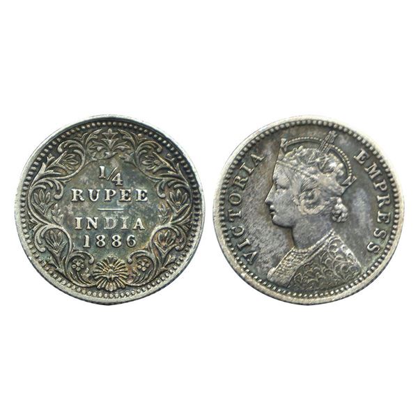 Victoria Empress, Silver 1/4 Rupee, Calcutta Mint, 1886.