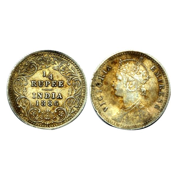 Victoria Empress, Silver 1/4 Rupee, 1886.
