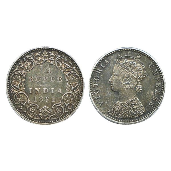 Victoria Empress, Silver 1/4 Rupee, 1891,