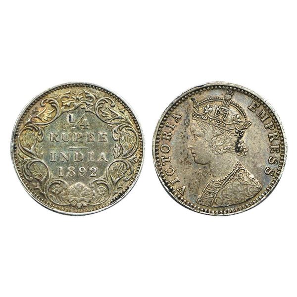Victoria Empress, Silver 1/4 Rupee,1892,