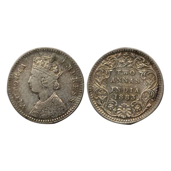 Victoria Empress, Silver Two Annas, 1883, Calcutta Mint.