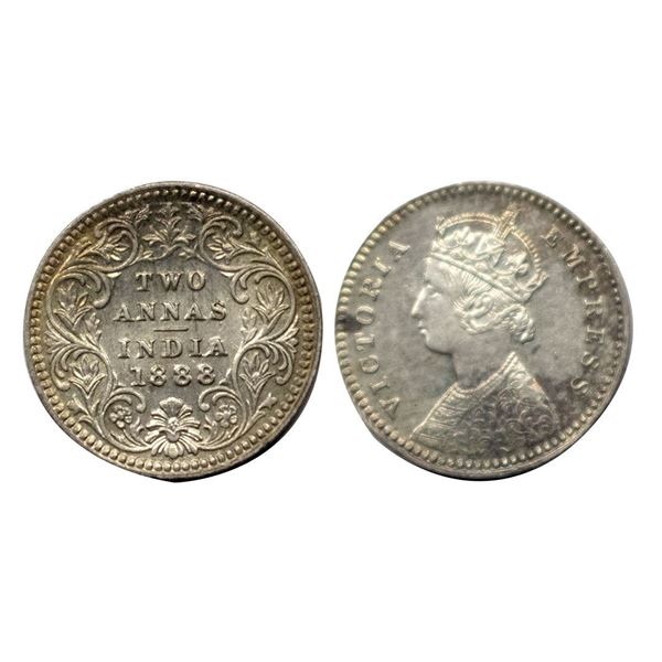 Victoria Empress, Silver Two Annas, 1888, Calcutta Mint