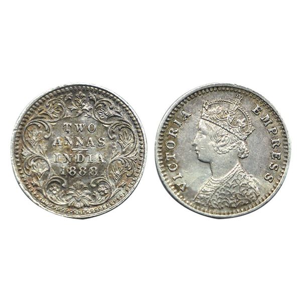 Victoria Empress, Silver 2 Annas, Bombay Mint, 1888.