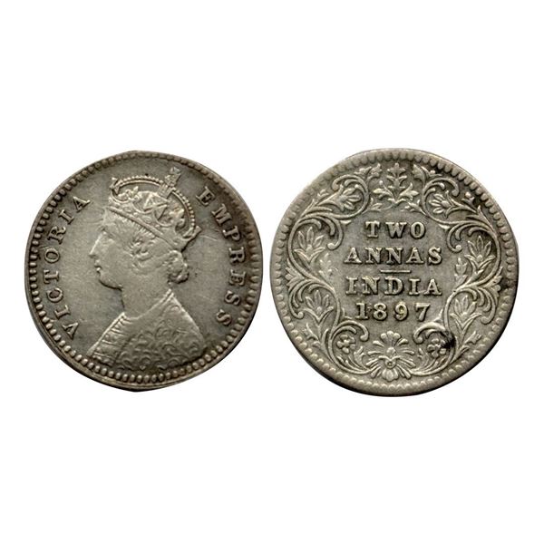 Victoria Empress, Silver Two Annas, 1897, Calcutta Mint