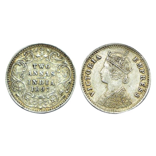 Victoria Empress, Silver 2 Annas, Bombay Mint, 1897.