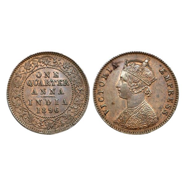 Victoria Empress, Copper 1/4 Anna, 1896.