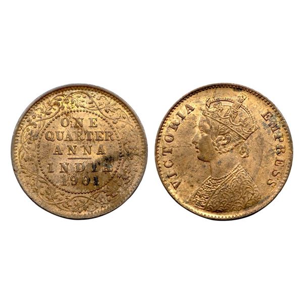 Victoria Empress, Copper 1/4 Anna, 1901.