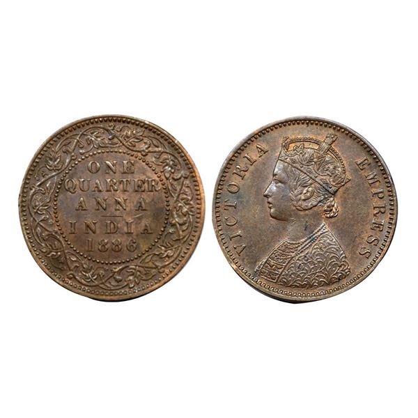 Victoria Empress, Copper 1/4 Anna, 1911, Calcutta Mint.
