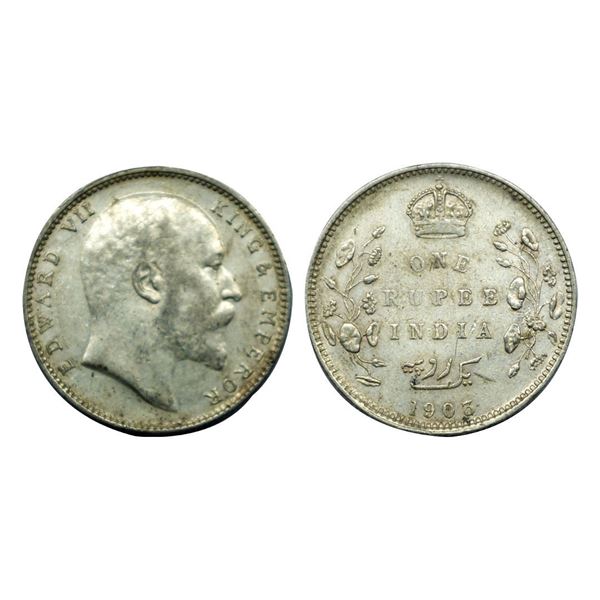 Edward VII King & Emperor, Silver One Rupee, 1903.