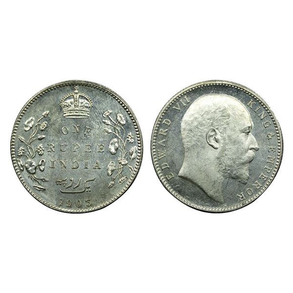 Edward VII King & Emperor, Silver One Rupee, 1903.