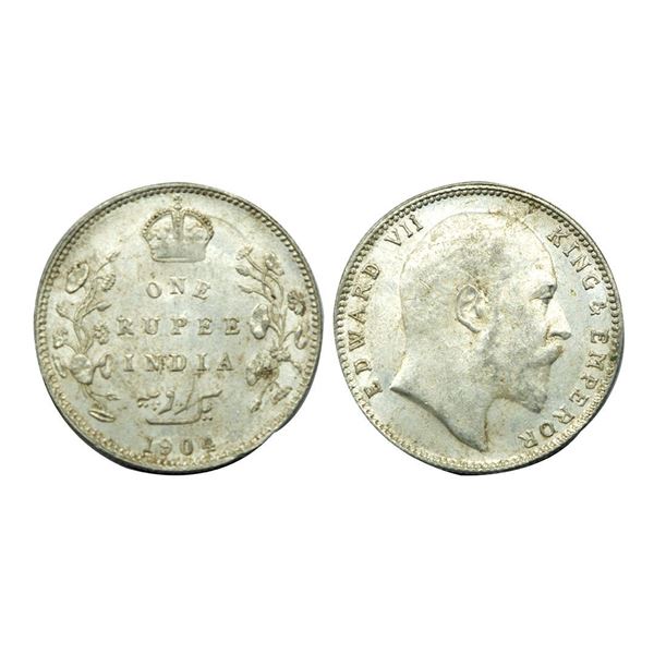 Edward VII King & Emperor, Silver One Rupee, 1904.
