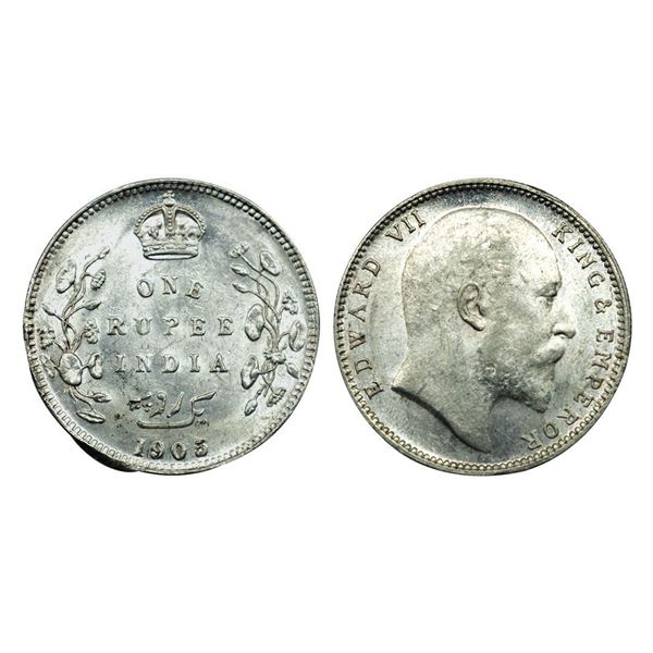 Edward VII King & Emperor, Silver One Rupee, 1905.