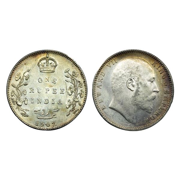 Edward VII King & Emperor, Silver One Rupee, 1907.
