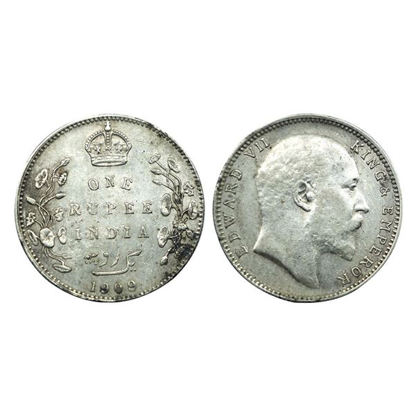 Edward VII King & Emperor, Silver One Rupee, 1909.