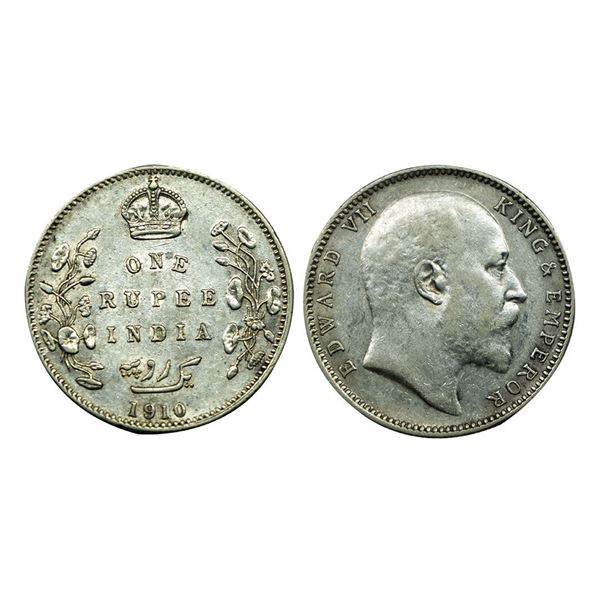 Edward VII King & Emperor, Silver One Rupee, 1910.