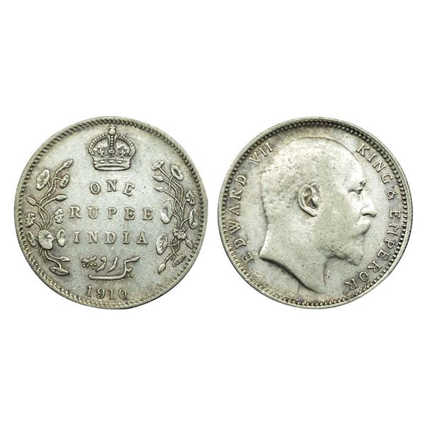 Edward VII King & Emperor, Silver One Rupee, 1910.