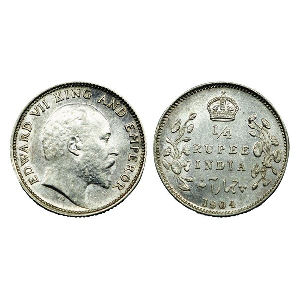 Edward VII King & Emperor, Silver 1/4 Rupee, 1904.