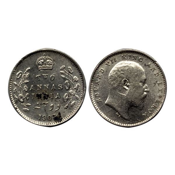 Edward VII, Silver Two Annas 1903, Calcutta Mint.