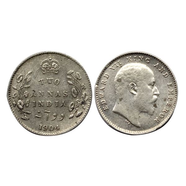 Edward VII, Silver Two Annas 1904, Calcutta Mint.