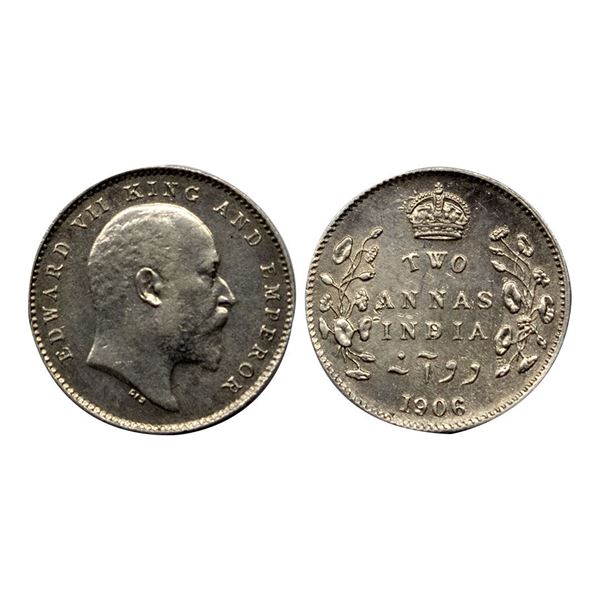 Edward VII, Silver Two Annas 1906, Calcutta Mint.