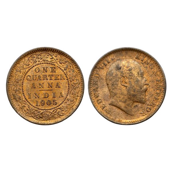 Edward VII King & Emperor, Copper 1/4 Anna, 1905.