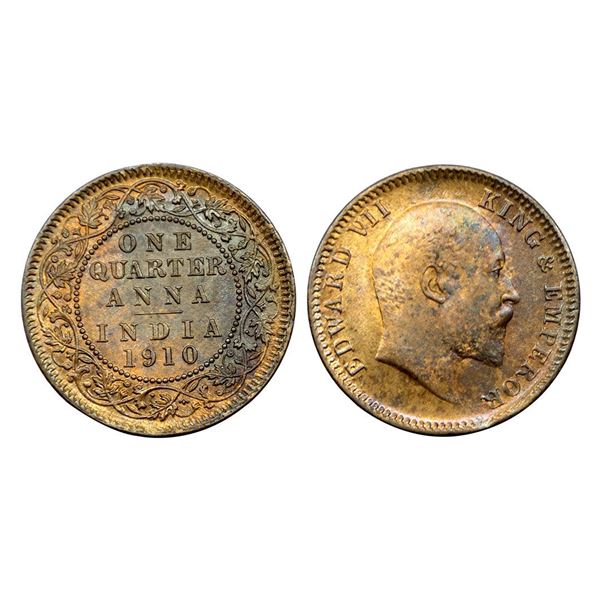 Edward VII King & Emperor, Copper 1/4 Anna, 1910.