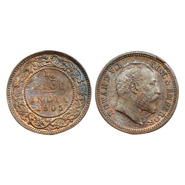 Edward VII King & Emperor, Copper 1/2 Pice.