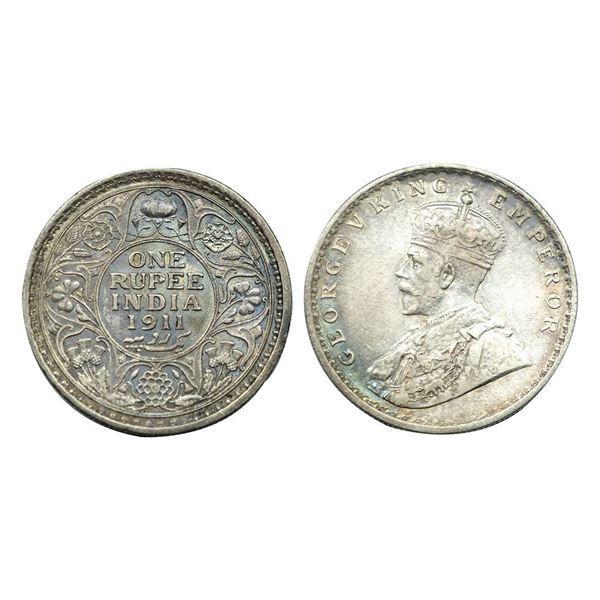 George V King Emperor, Silver One Rupee, 1911.