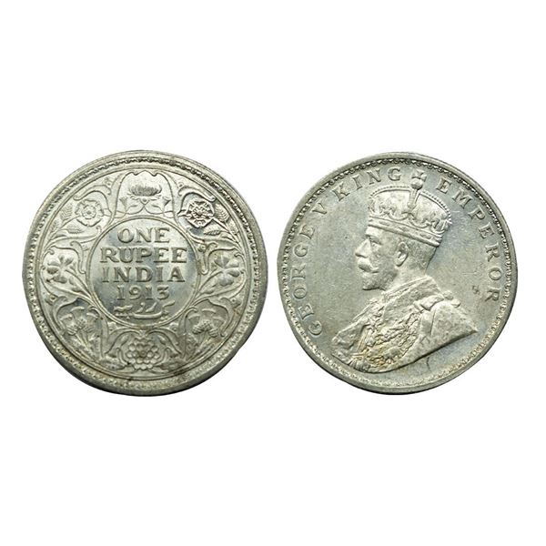 George V King Emperor, Silver One Rupee, 1913.