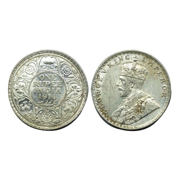 George V King Emperor, Silver One Rupee, 1914.