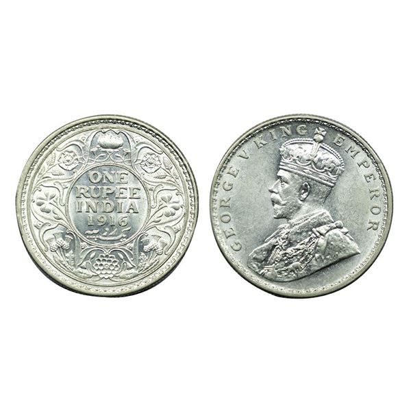 George V King Emperor, Silver One Rupee, 1916.