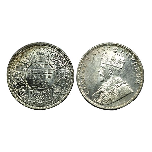 George V King Emperor, Silver One Rupee, 1919.