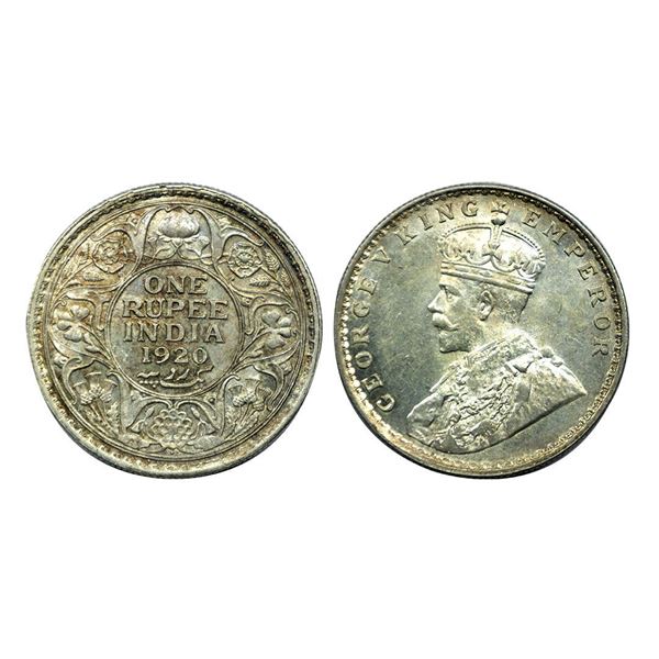 George V King Emperor, Silver One Rupee, 1920.