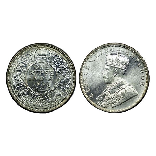 George V King Emperor, Silver One Rupee, 1920.