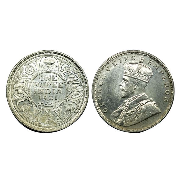 George V King Emperor, Silver One Rupee, 1921.