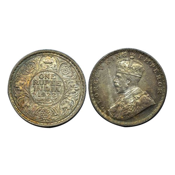 George V King Emperor, Silver One Rupee, 1922.