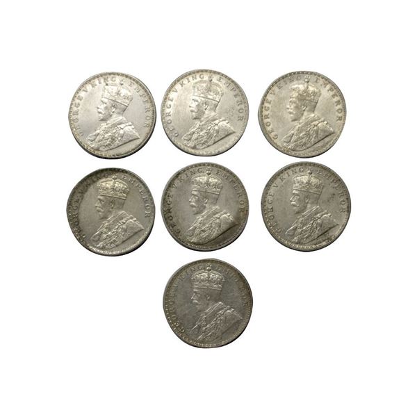 George V, Silver Rupees (7 pcs), 1913, 1914, 1916, 1917, 1918, 1920.