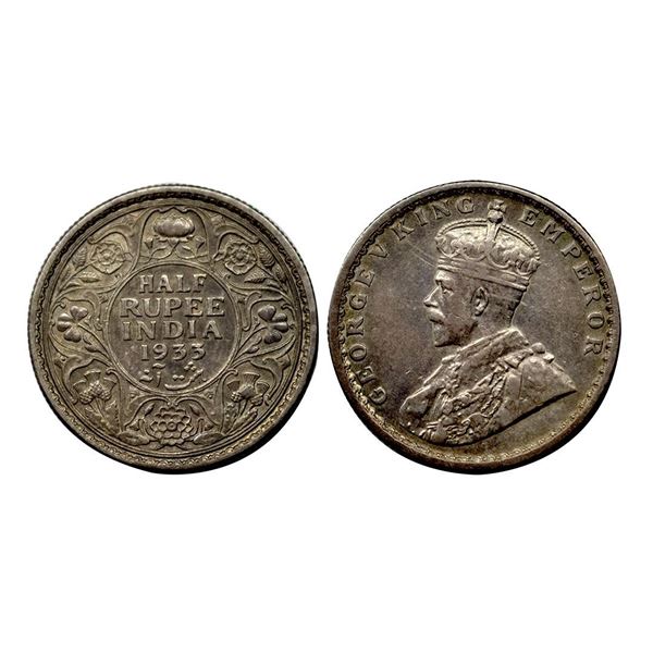 George V, Silver 1/2 Rupee, 1933, Calcutta Mint